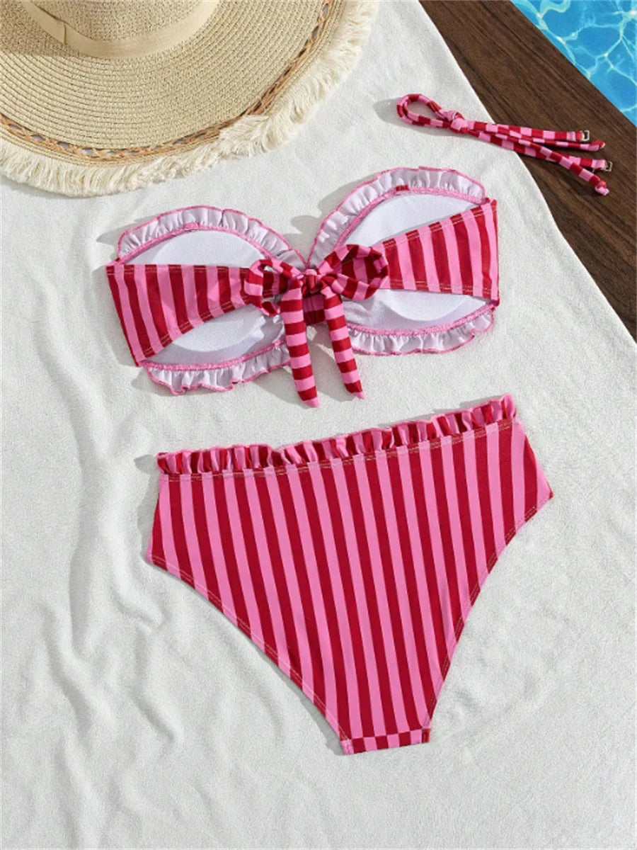 Sexy Blue Striped Bikini Set