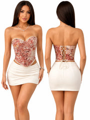 Womens Jacquard Corset Bustier Top