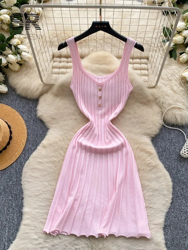 Solid Knitted Basic Tank Dress