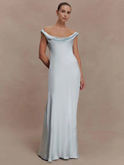Swinging Collar Satin Sexy Maxi Dress
