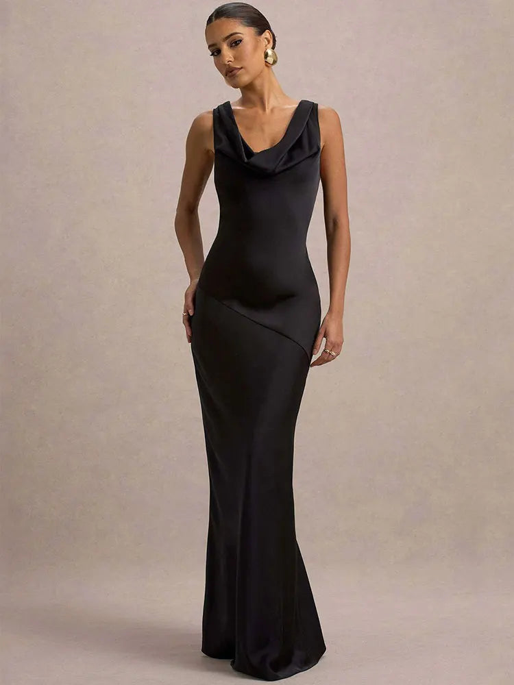 Satin Elegant Maxi Evening Dress