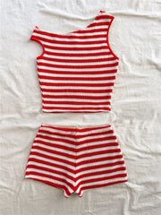 Vintage Red Striped Bikini Set
