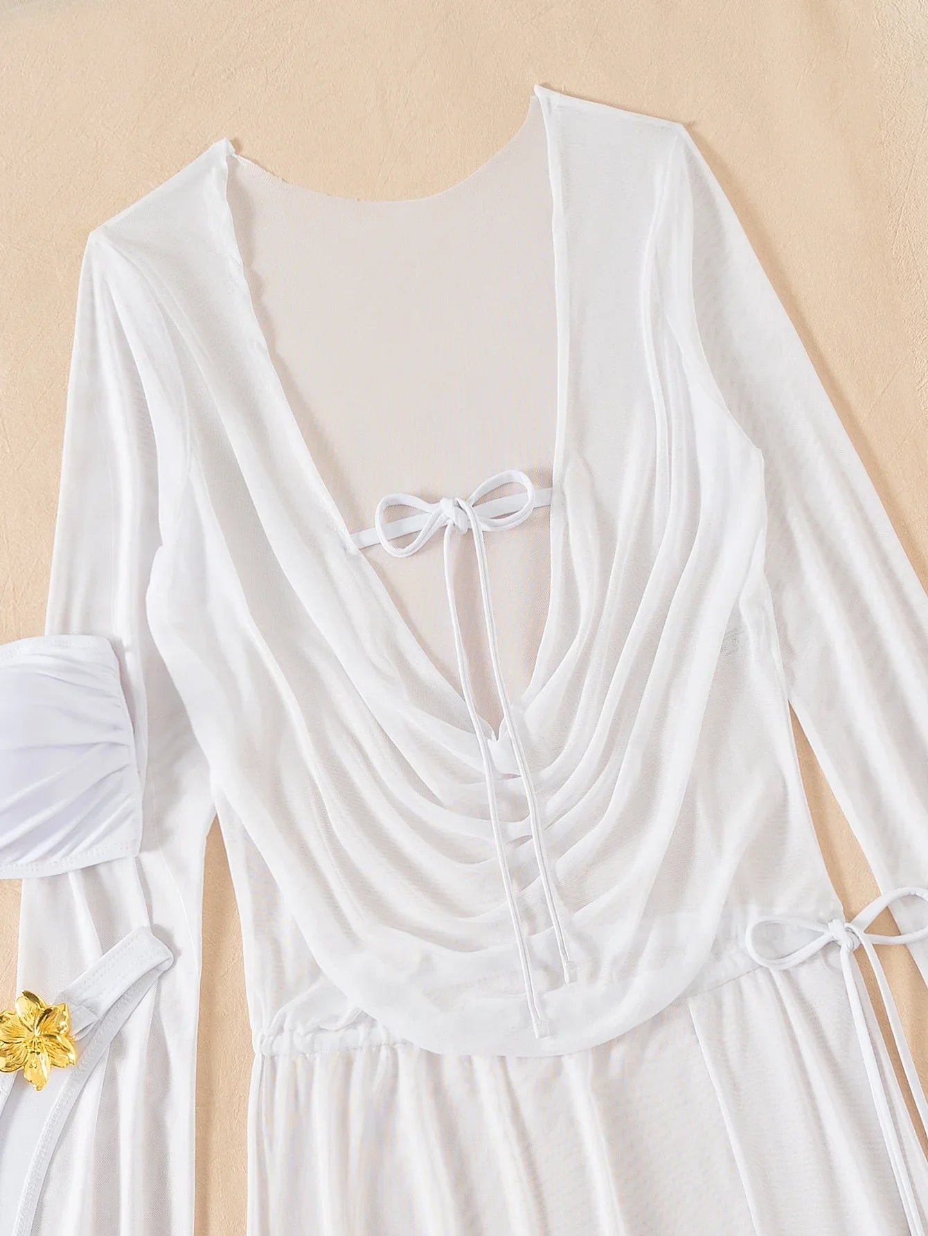 Sexy Long Sleeve Cover Up 3 Piece Bikini Set