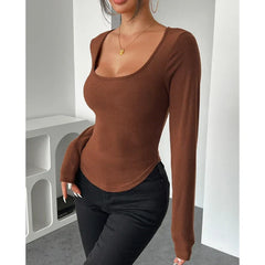 Autumn Women's Long Sleeve T-Shirts Crop Tops