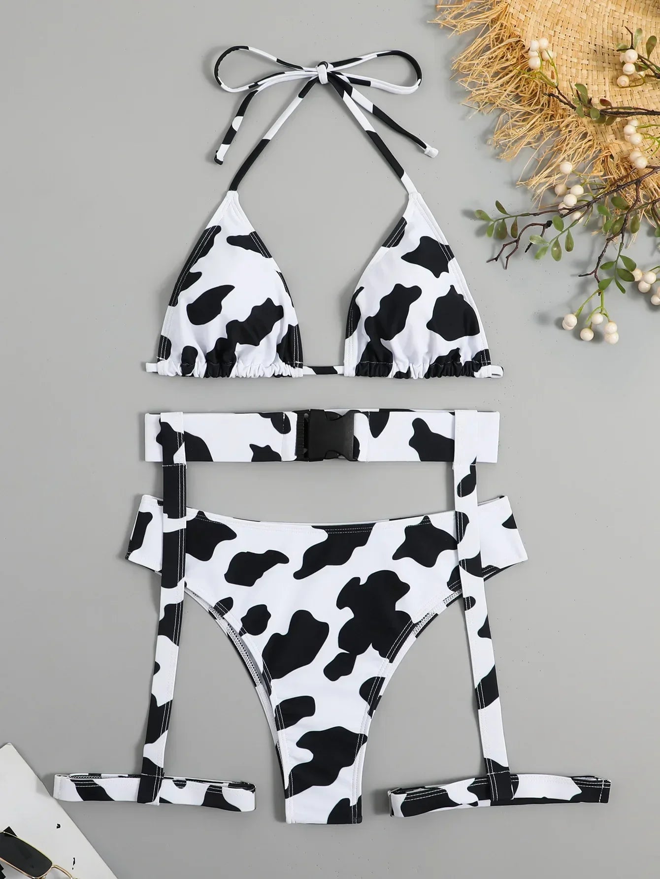 Sexy Black Cow Print Bikini