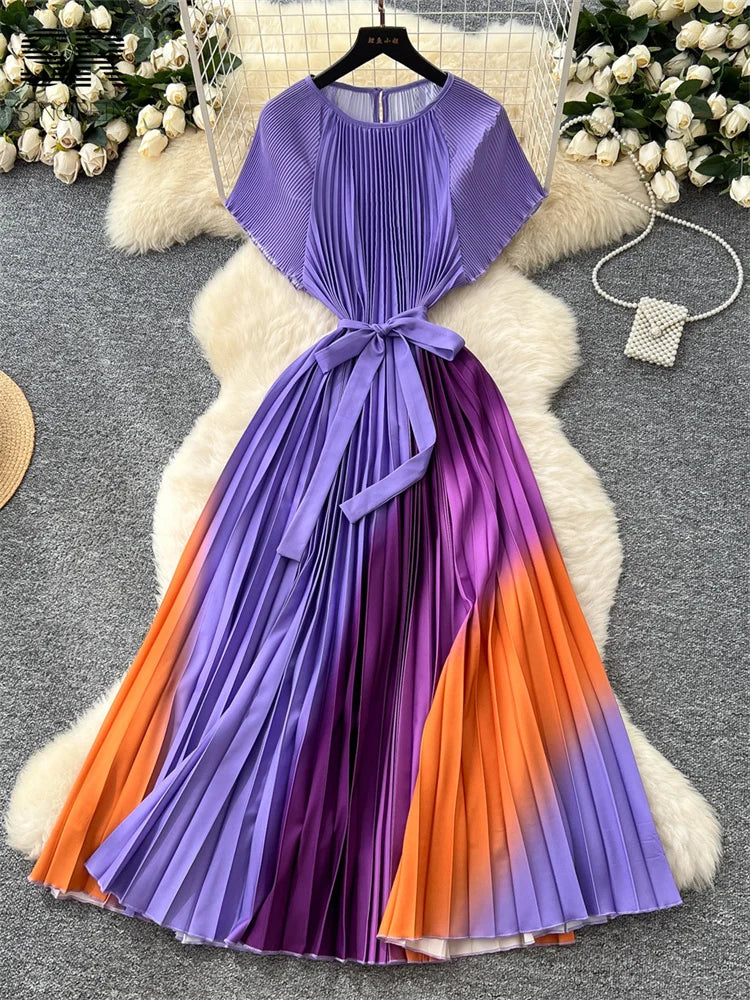 Gradient Pleated Dress