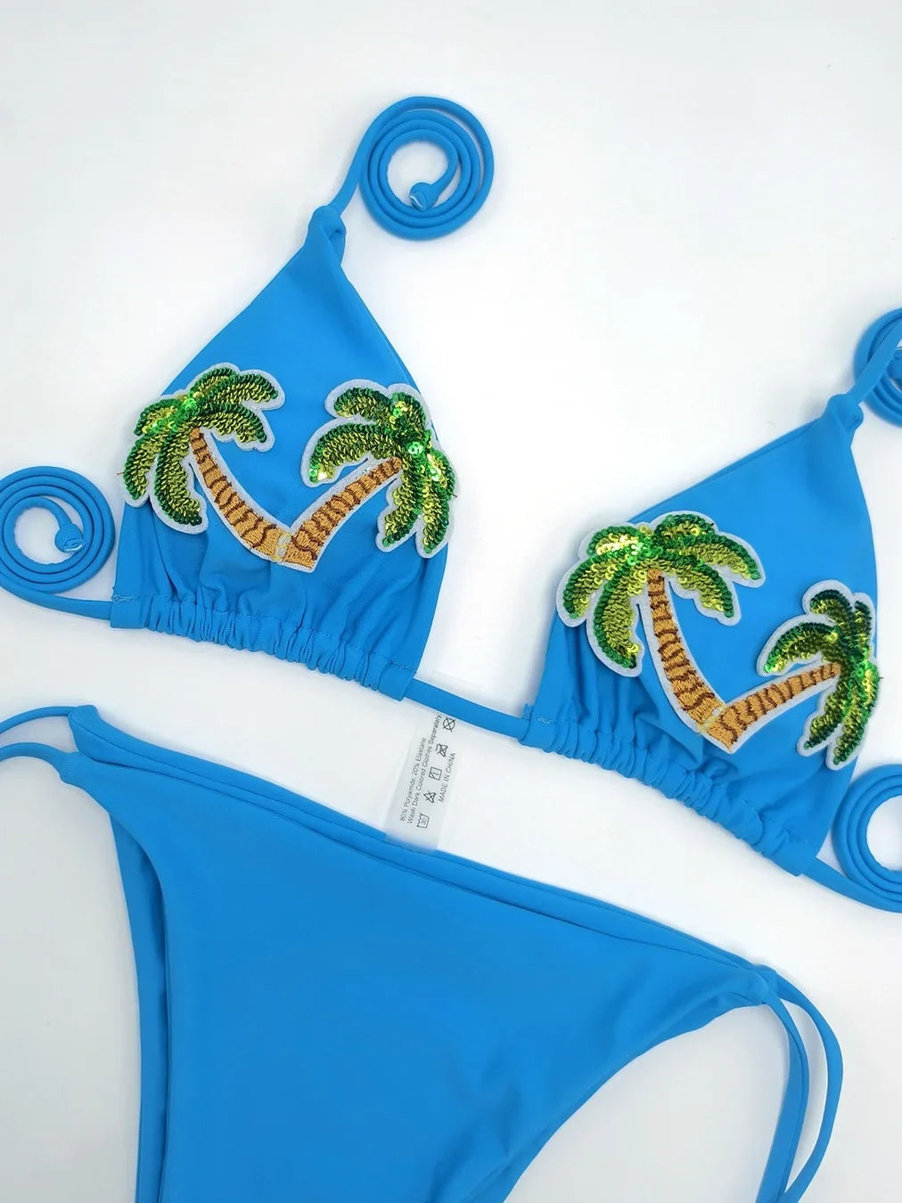 Sexy Sequin Coconut Tree Bikini Set
