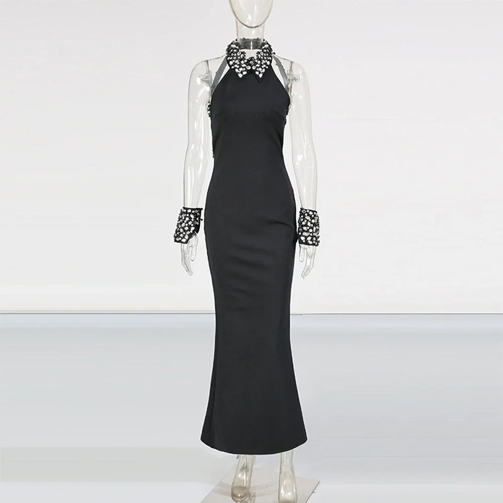 Luxury Diamond Neck Graceful Woman Party Dress