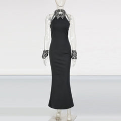 Luxury Diamond Neck Graceful Woman Party Dress