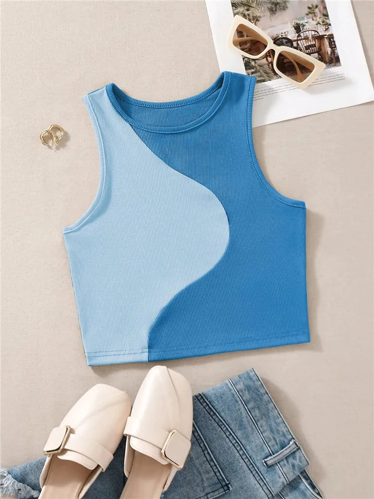 Women's Cute Preppy Style Patchwork Tank Top