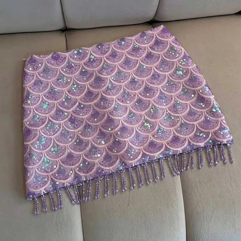 Sequin Chic Mermaid Mini Skirt High Waisted Sexy Bodycon Bottoms Sparkly Night Club Party Skirt