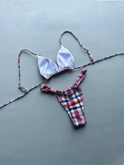 Sexy Red Plaid Micro Bikini