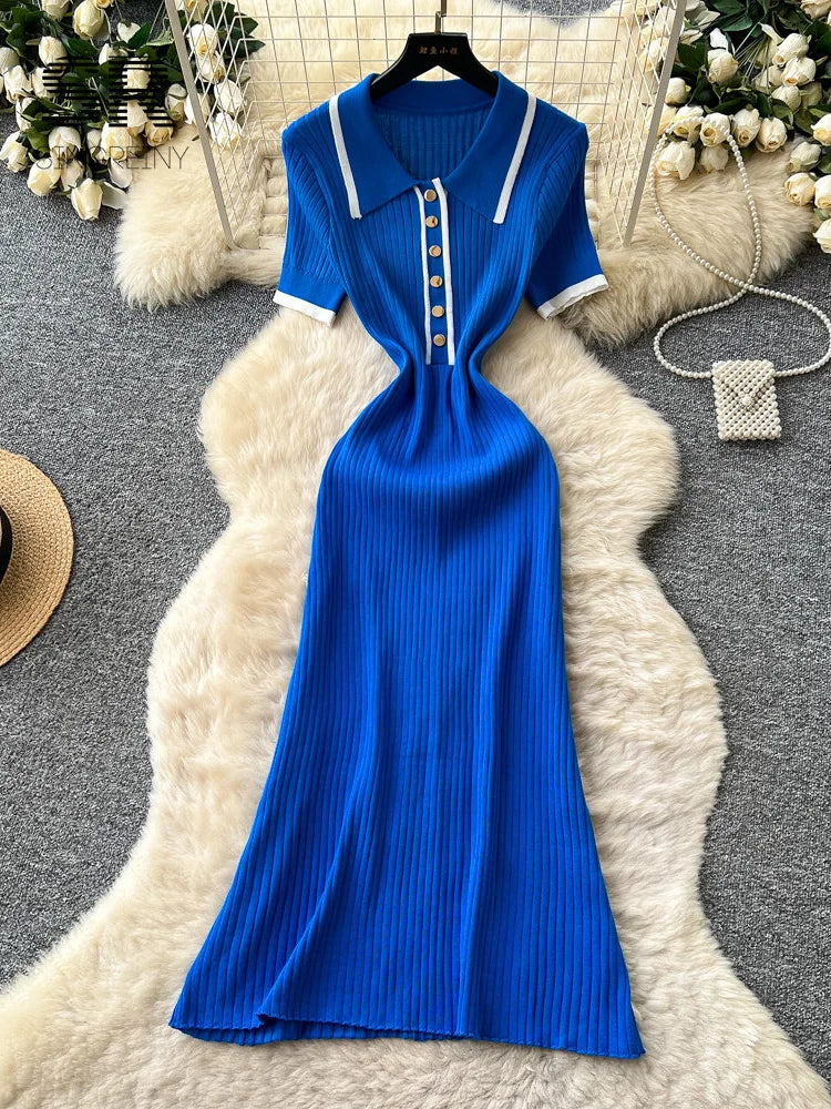 Knitting A-line Workwear Dress