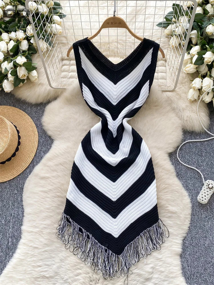 Argyle Pattern Knitted Dress