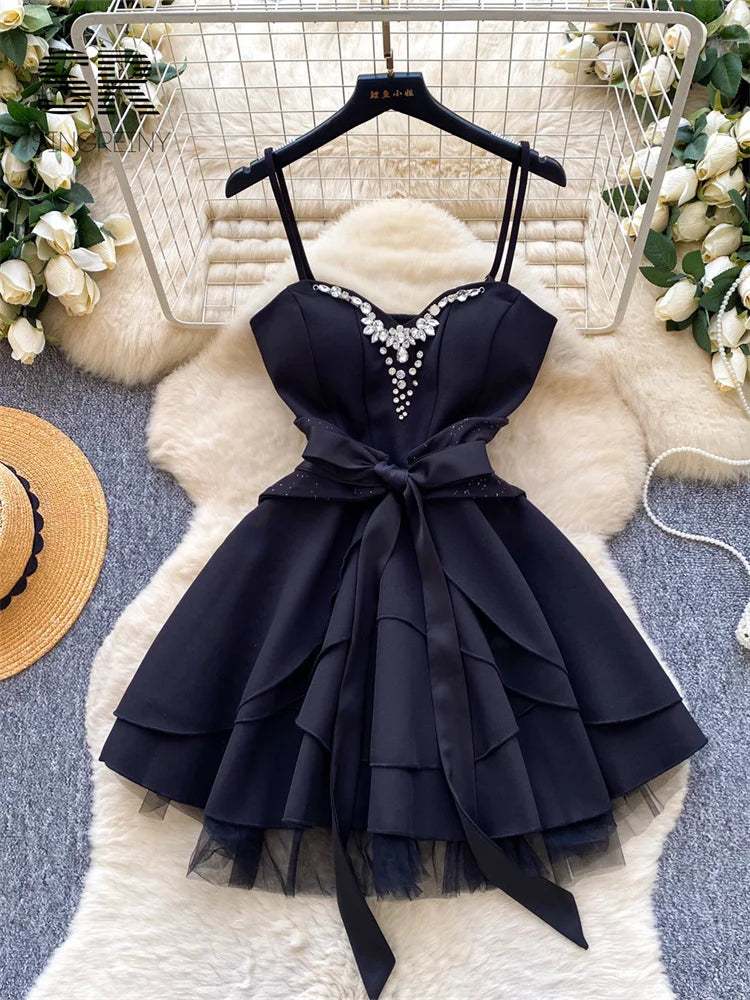 SINGREIN Mesh Splice Diamonds Dress