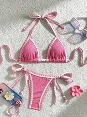 Splicing Wrinkled Pleated Bikini