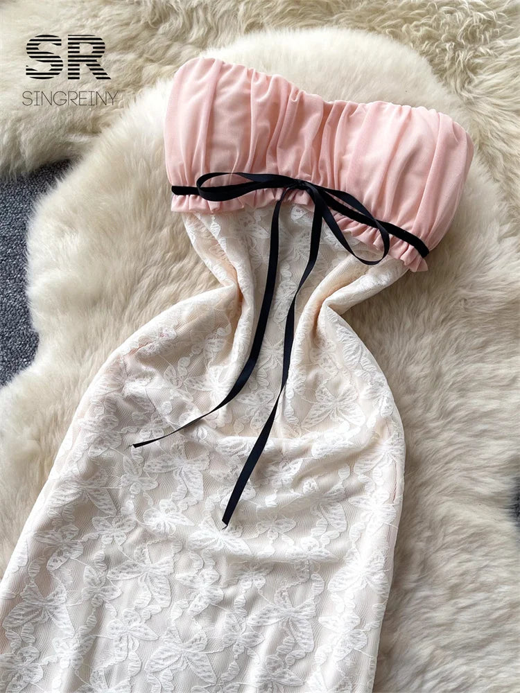 Lace Strapless Holiday Dress