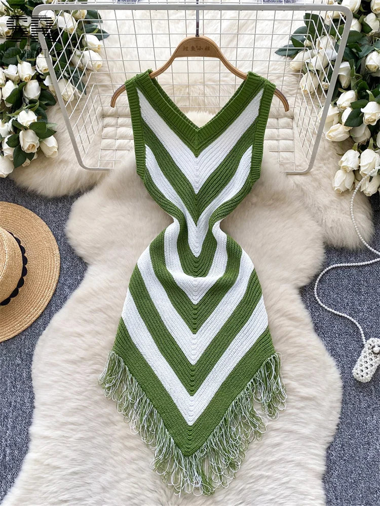 Argyle Pattern Knitted Dress