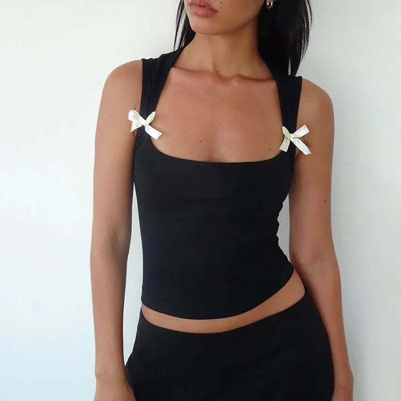 Y2K Women'S Bow Tie-Up Tank Tops