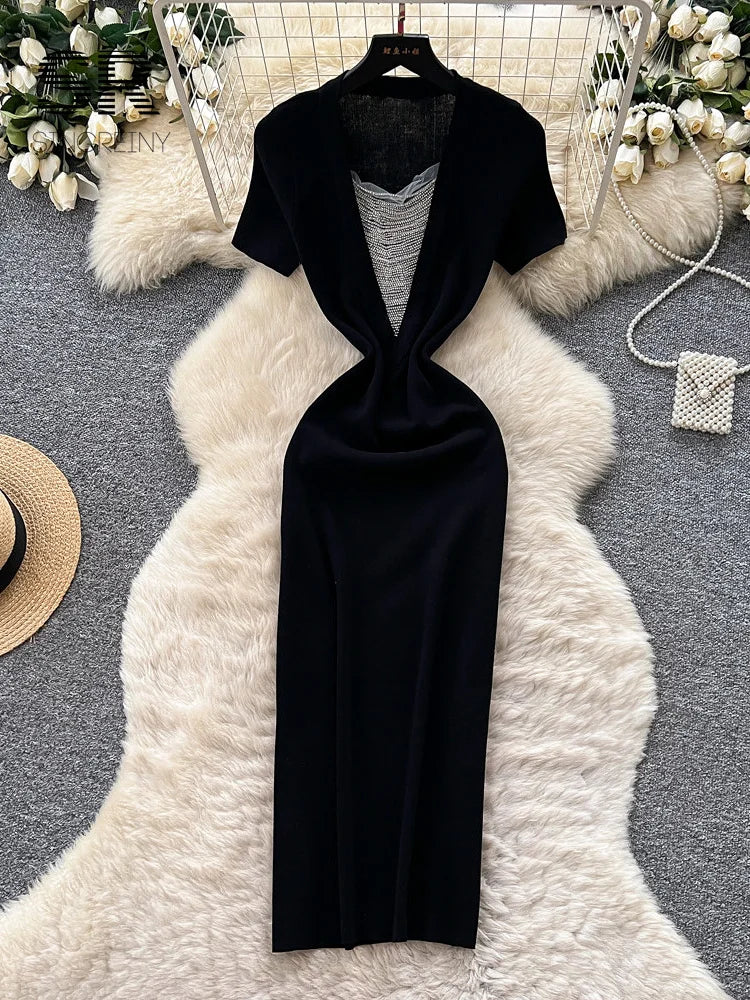 Beading Knitted OL Dress