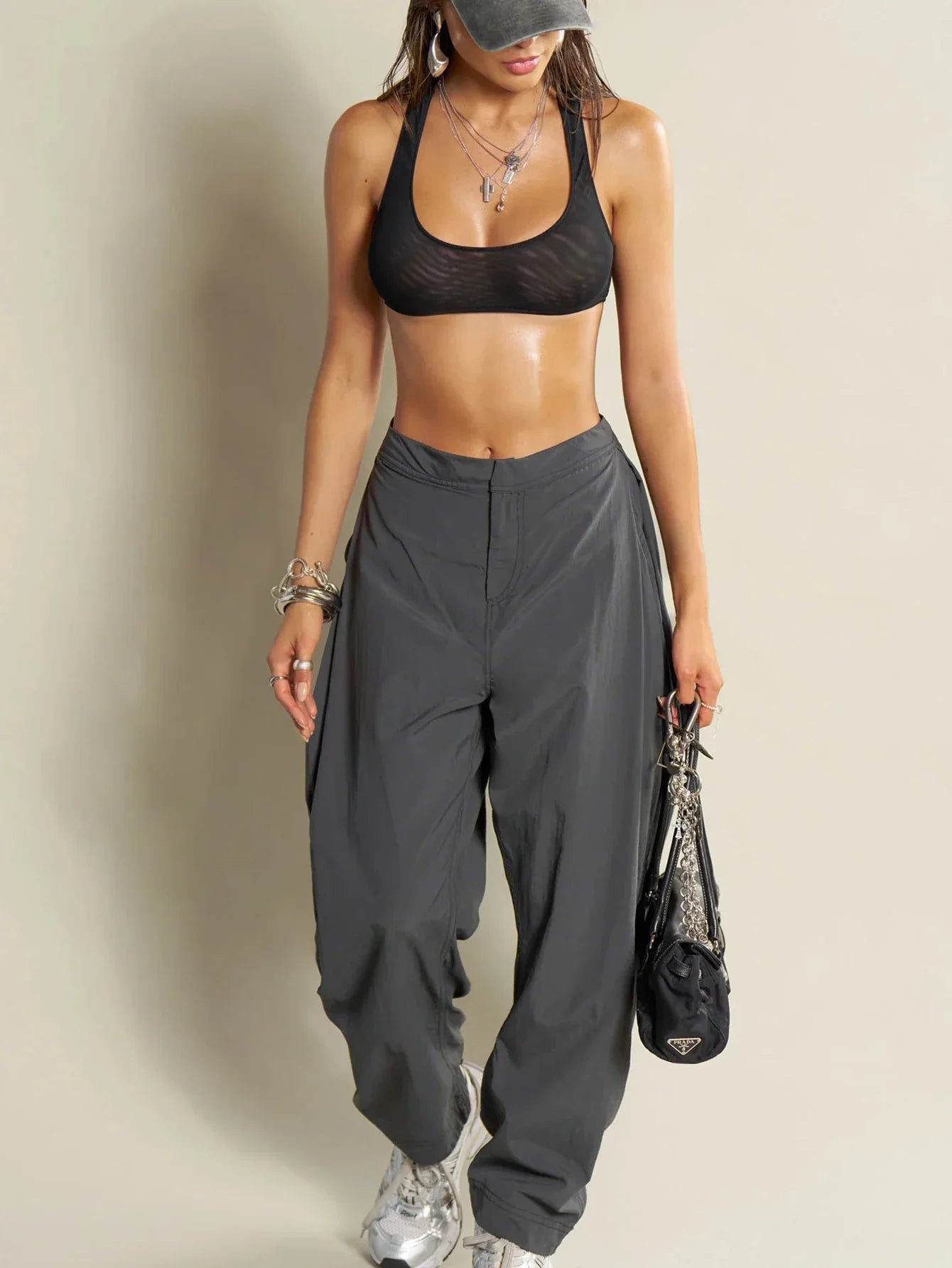 Semi-sheer Sleeveless Crop Top