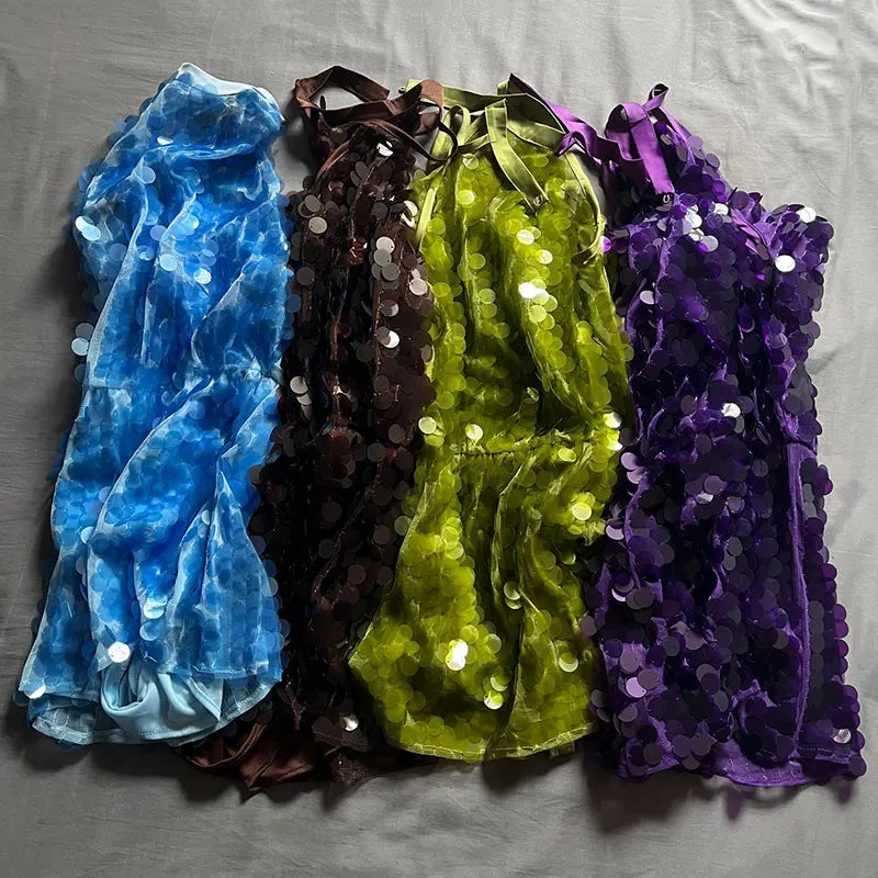Halter Big Sequin Sleeveless Sexy Mini Bodycon Dress