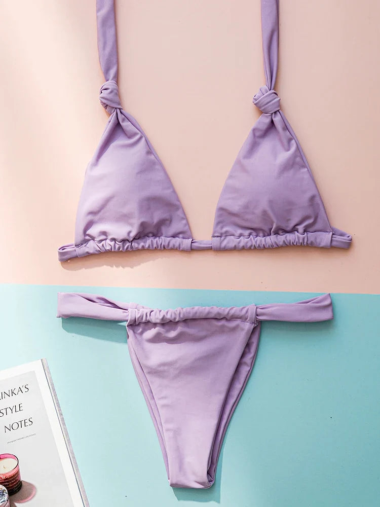 Sexy Halter Knot Micro Bikini