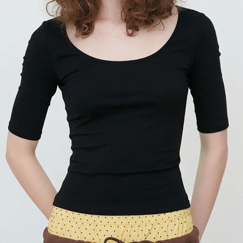 Polka 3/4 Sleeve Crop Top