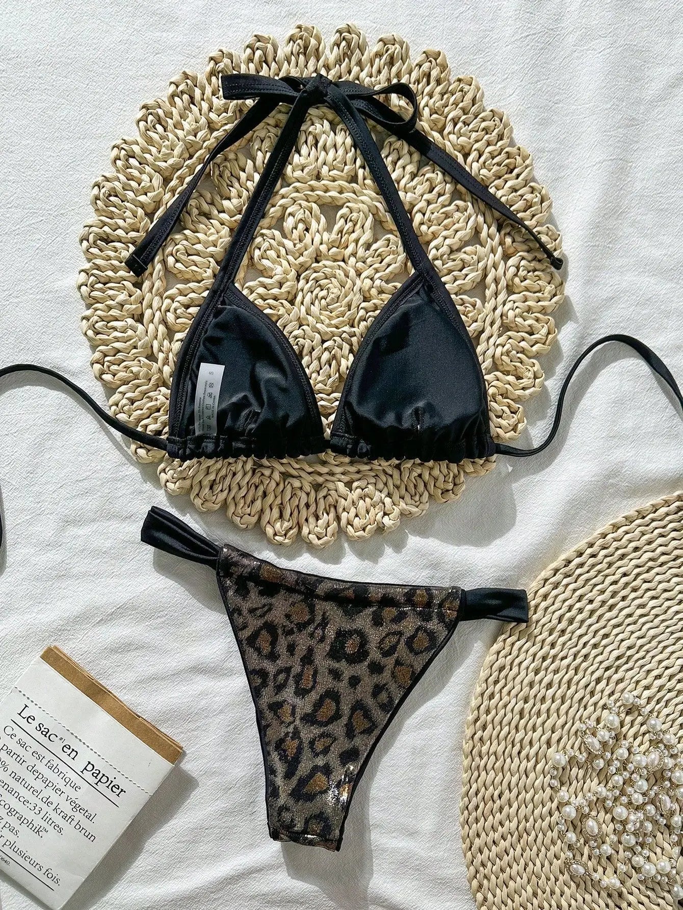 Sexy Brozing Black Leopard Print Bikini