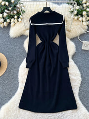 Preppy Style Knitted Long Dress