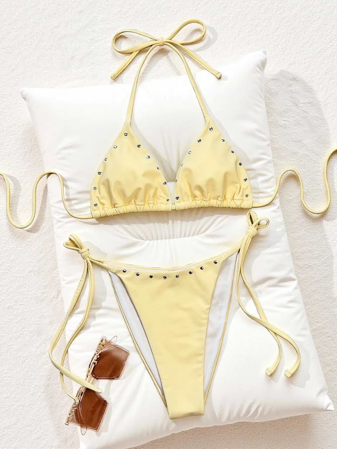 Sexy Yellow Triangle Bikini Set