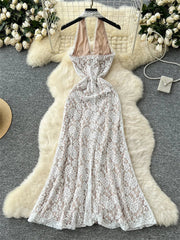 Sexy Lace Halter Long Dress