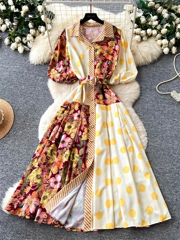 Print Splice Vintage Dress