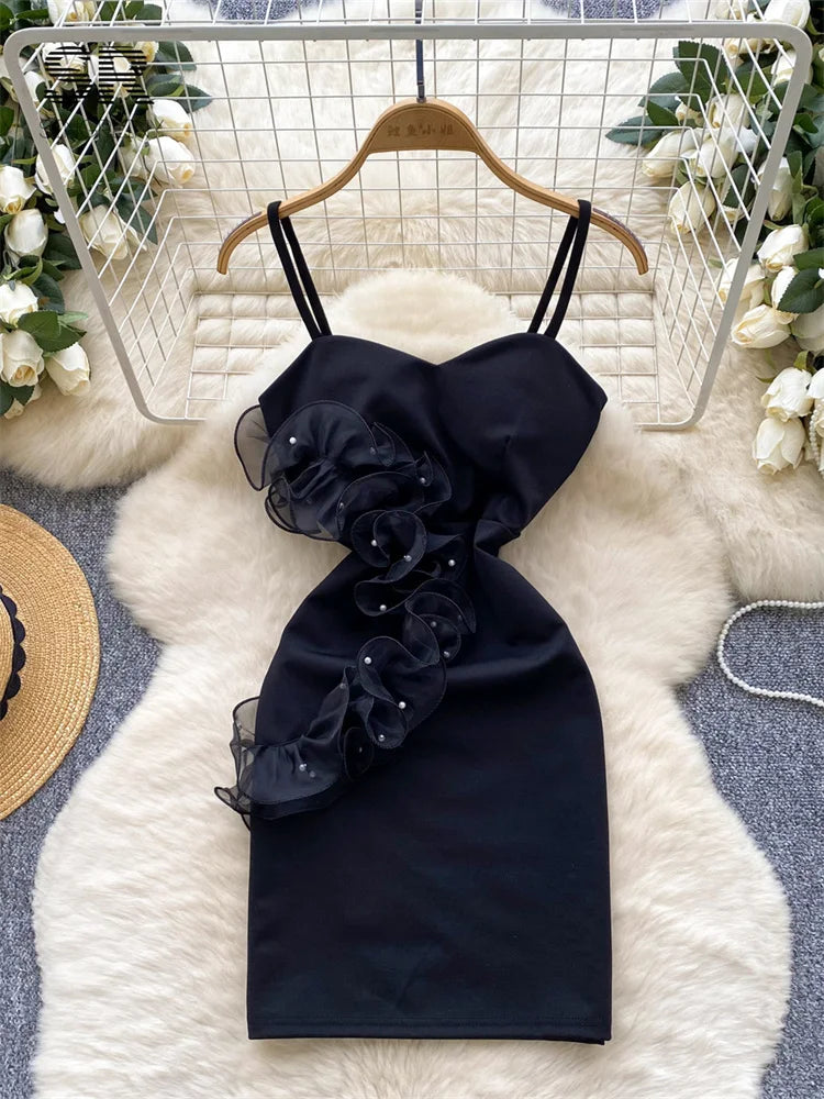 Ruffles Splice Straps Mini Dress