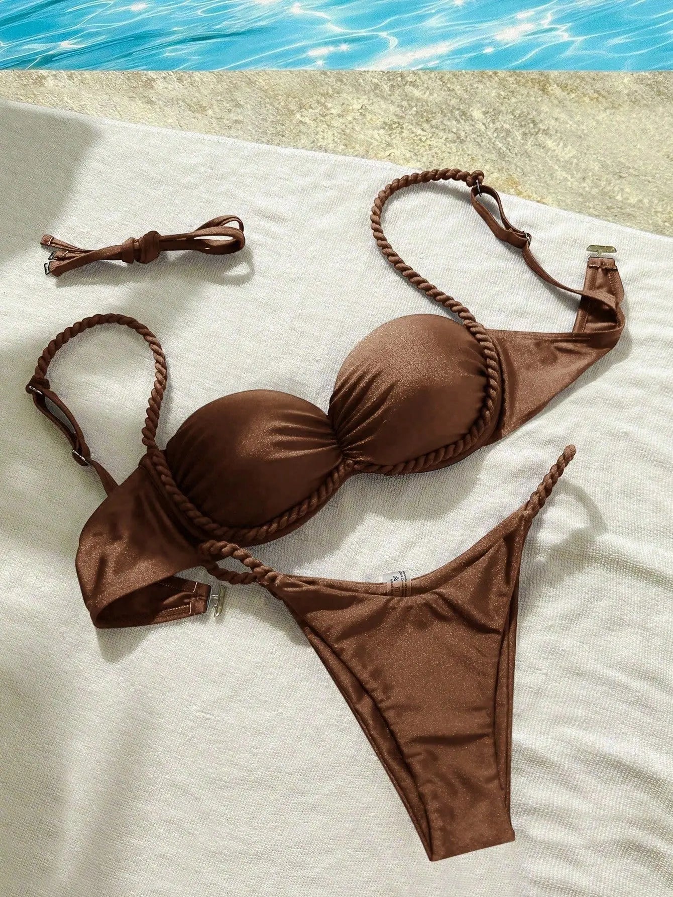 Satin Coffee Bikini Set