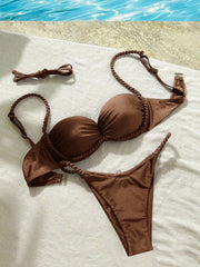Satin Coffee Bikini Set