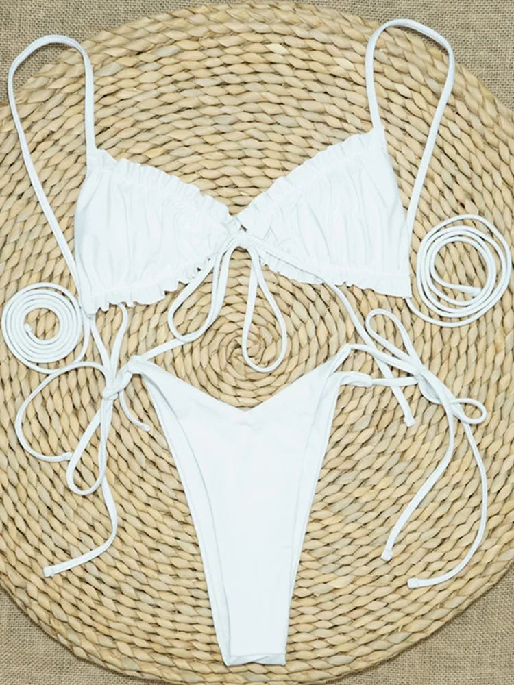 Sexy Ruffle Frilled Micro Thong Bikini