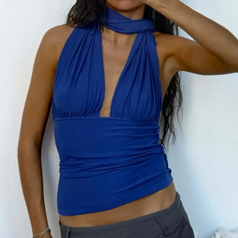 Multi-Way Ruched Halter Top