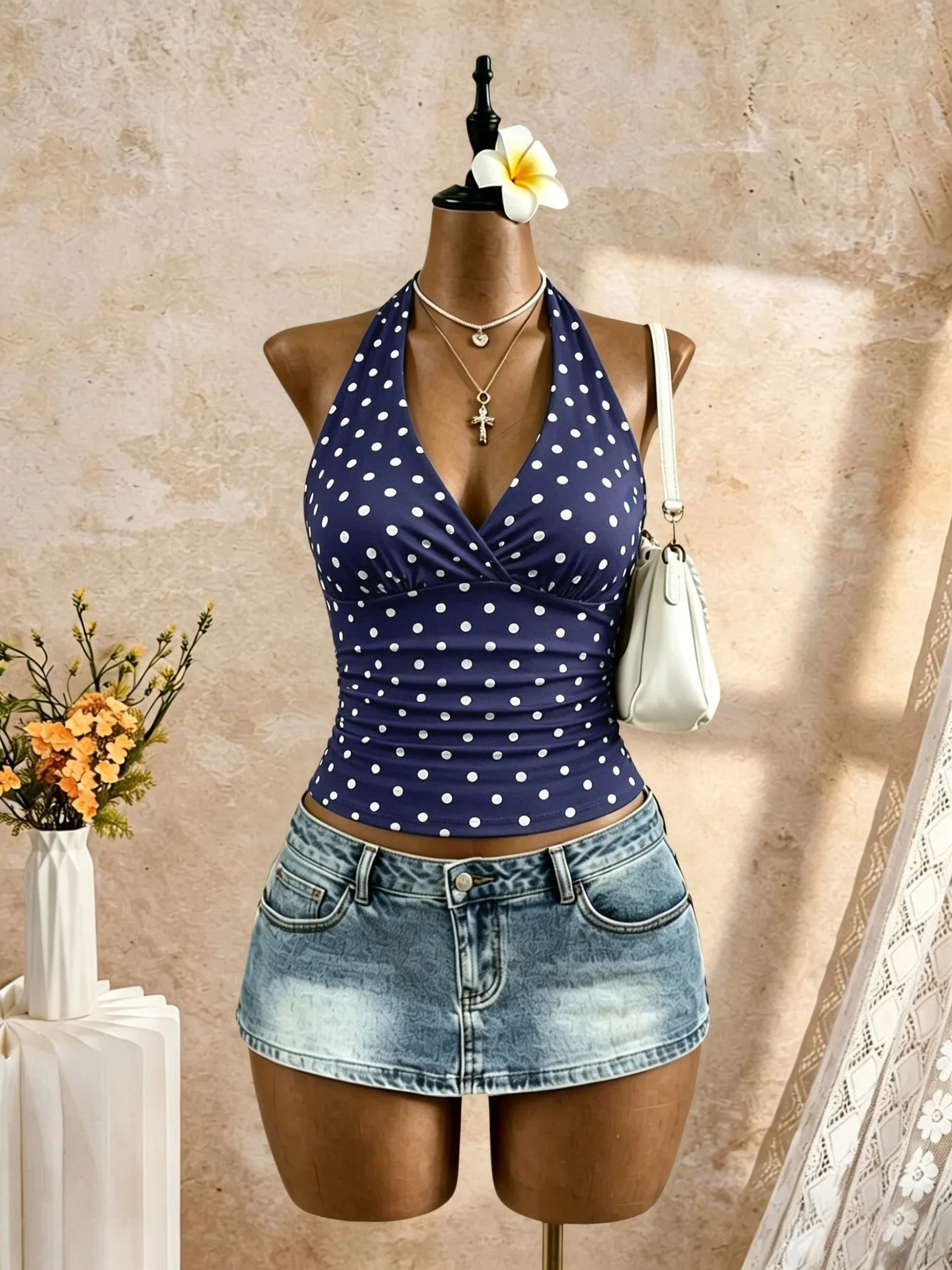 Y2K Solid White Sleeveless Casual Daily Tank Top