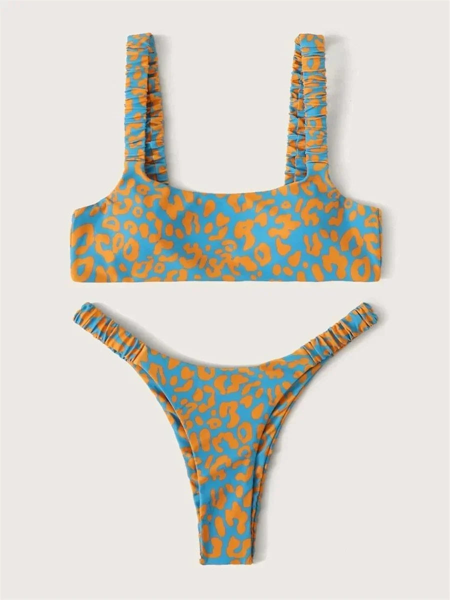 Sexy Orange Leopard Print Bikini Set