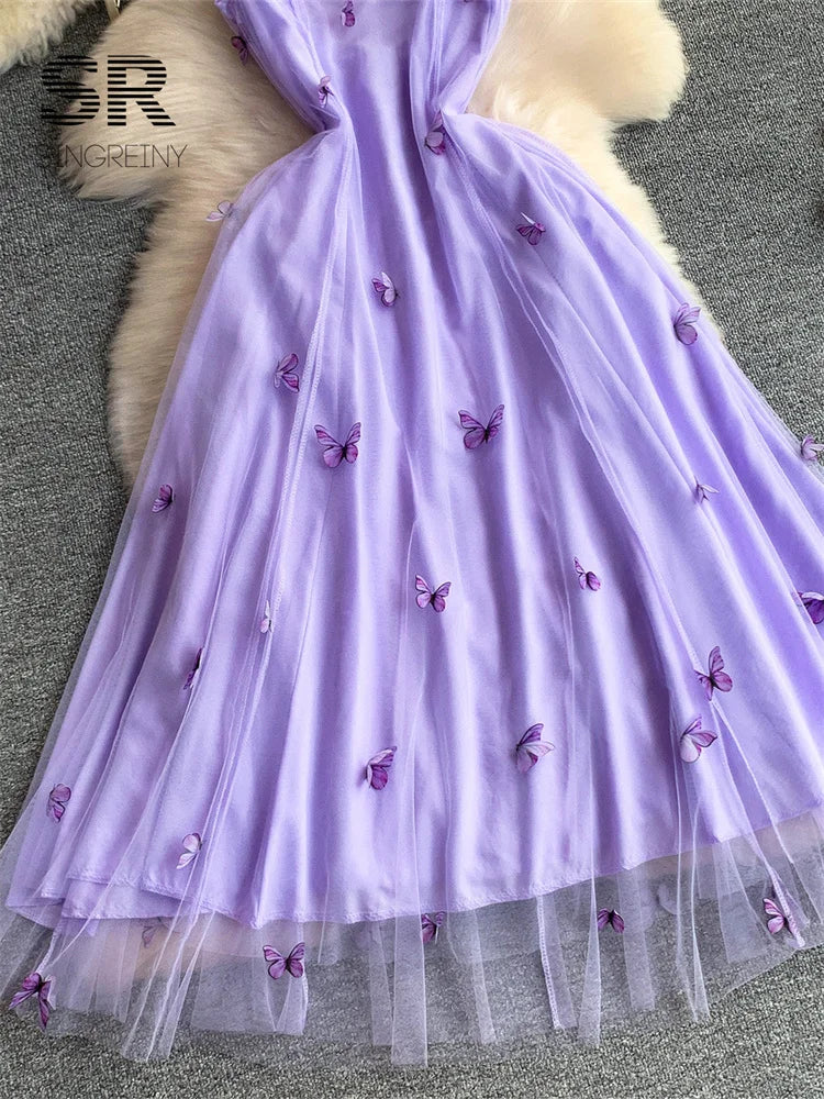 3D Butterfly Mesh Dress