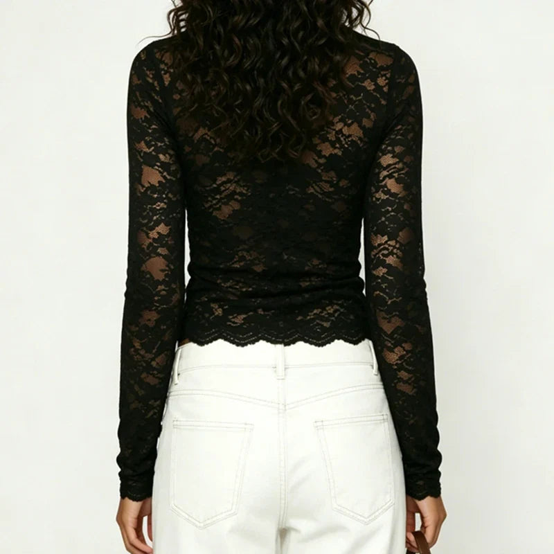 Floral Lace Sheer Crop Top