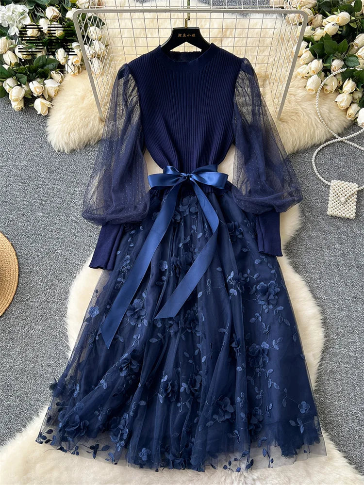 Autumn Embroidery Party Evening Dress