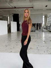Casual Slim Fit Sheer Waist Crop Top