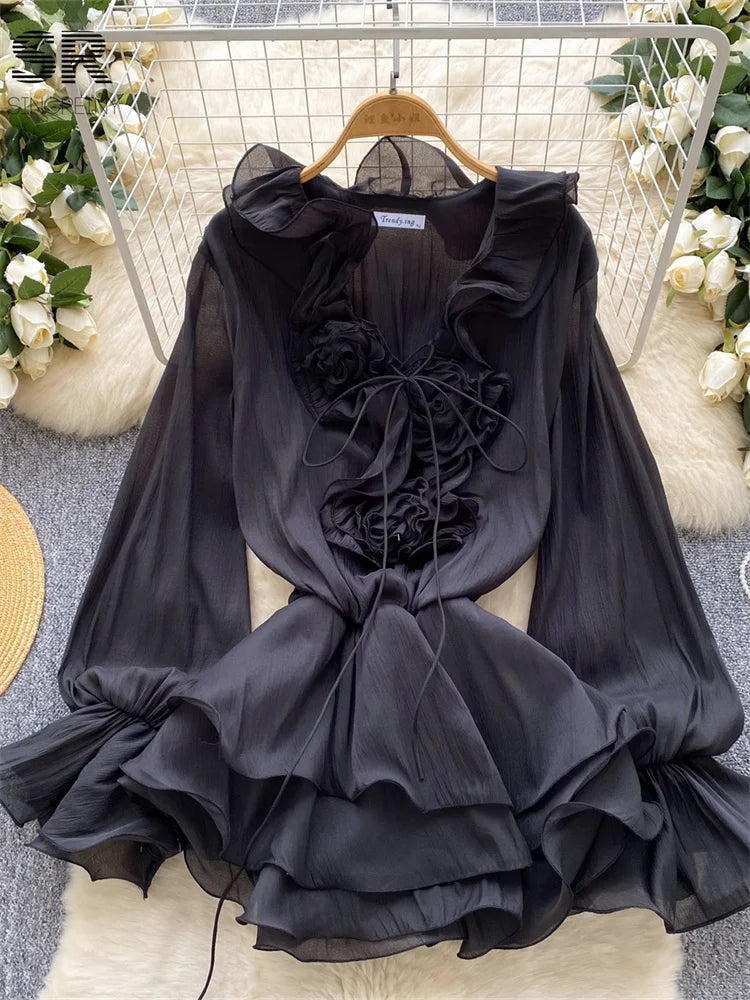Gentle Ruffles Chiffon Dress