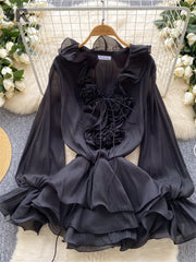 Gentle Ruffles Chiffon Dress