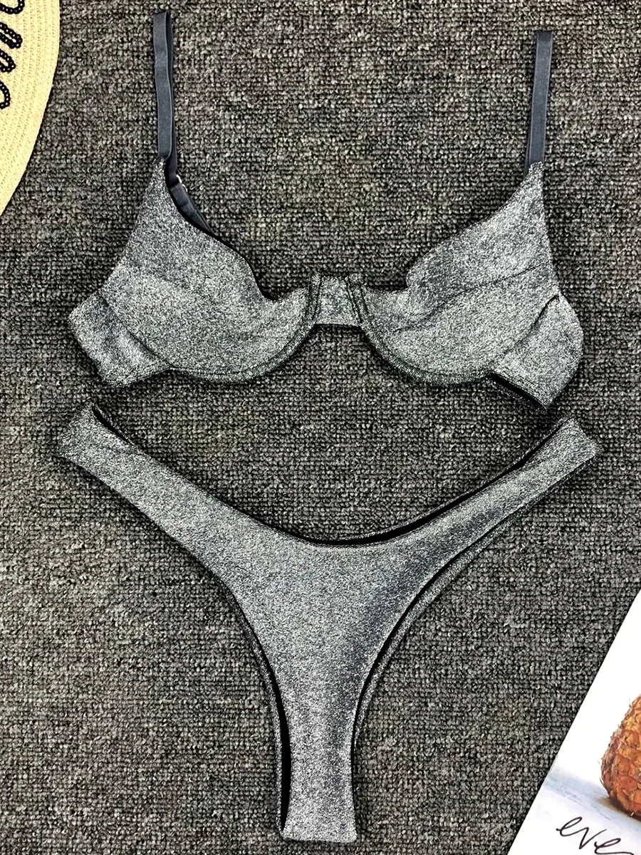 Glitter Sparkling Underwired V-Bar Bikini