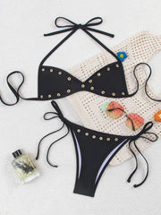 Sexy Black Button Bikini Set