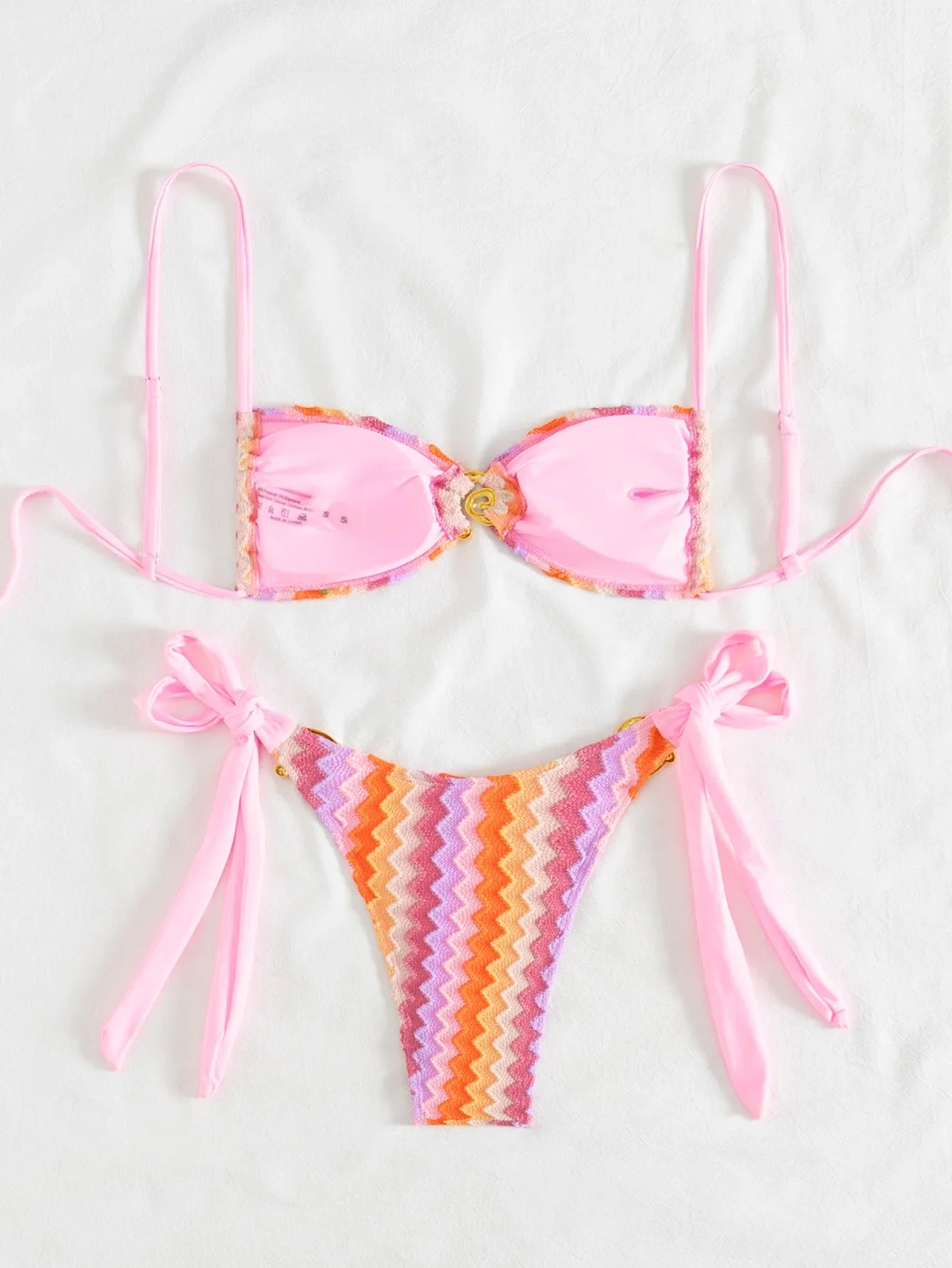 Sexy Pink Striped Mini Bikini