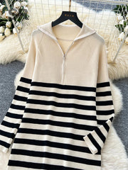 Winter Casual Striped Long Dress
